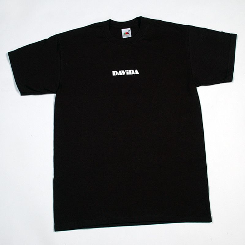 Davida T-Shirts  - Black with White Davida Typestyle Logo - Davida Motorcycle helmets